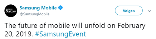 Samsung tweet over het smartphone event