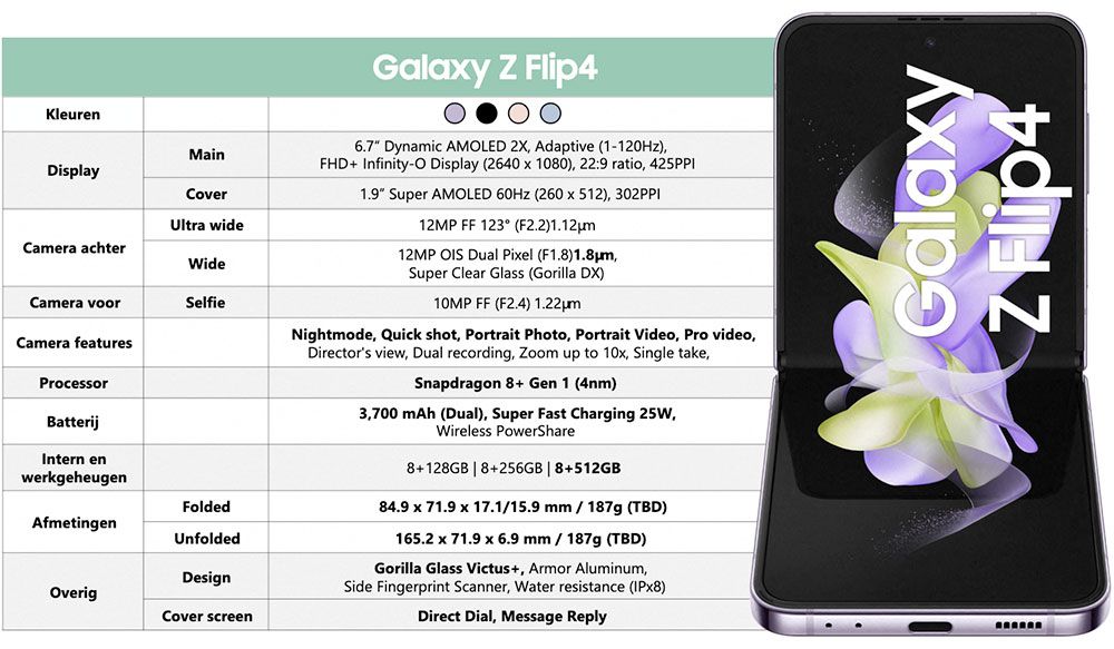 Samsung Galaxy Z Flip 4 specificaties