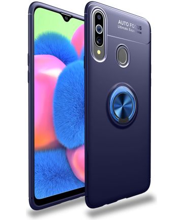 Samsung Galaxy A20s Hoesje met Magnetische Ring Kickstand Blauw Hoesjes
