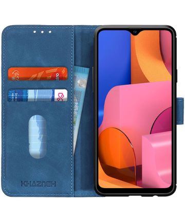 KHAZNEH Samsung Galaxy A20s Hoesje Retro Wallet Book Case Blauw Hoesjes