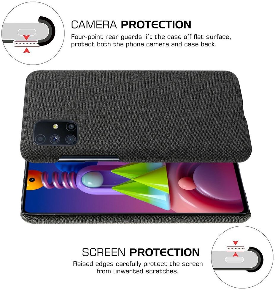 Samsung Galaxy M51 Stof Hard Back Cover Zwart GSMpunt.nl