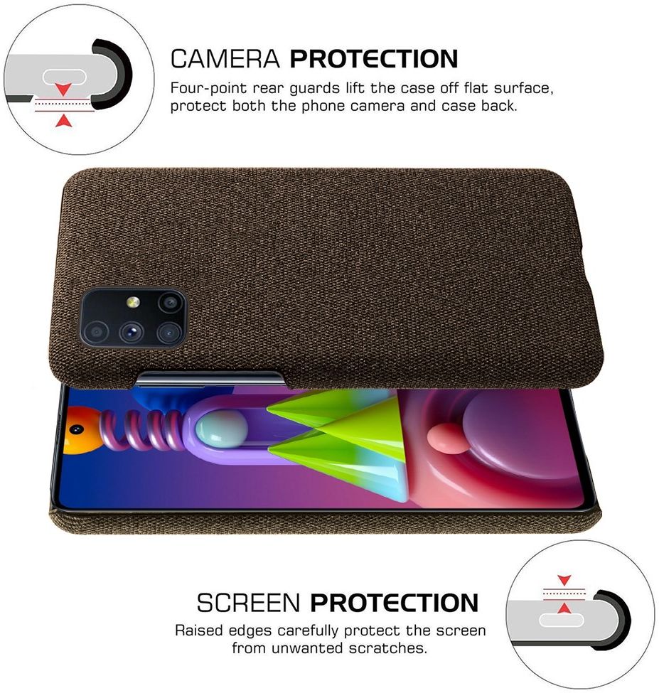 Samsung Galaxy M51 Stof Hard Back Cover Bruin GSMpunt.nl