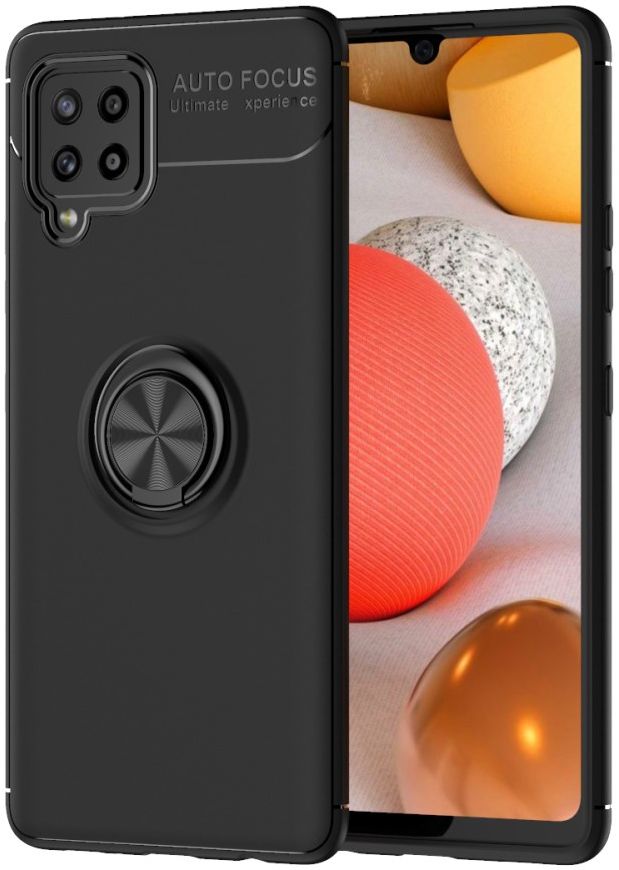 Samsung Galaxy A42 Hoesje met Ring Magneet Kickstand Zwart afbeelding 1
