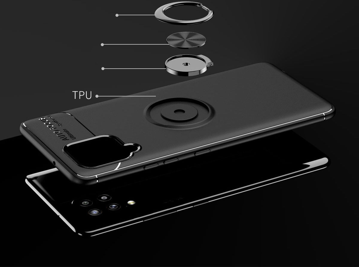 Samsung Galaxy A42 Hoesje met Ring Magneet Kickstand Zwart afbeelding 3