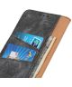 Samsung Galaxy A12 Hoesje Retro Wallet Stand Kunst Leer Grijs