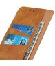 Samsung Galaxy A12 Hoesje Retro Wallet Stand Kunst Leer Lichtbruin