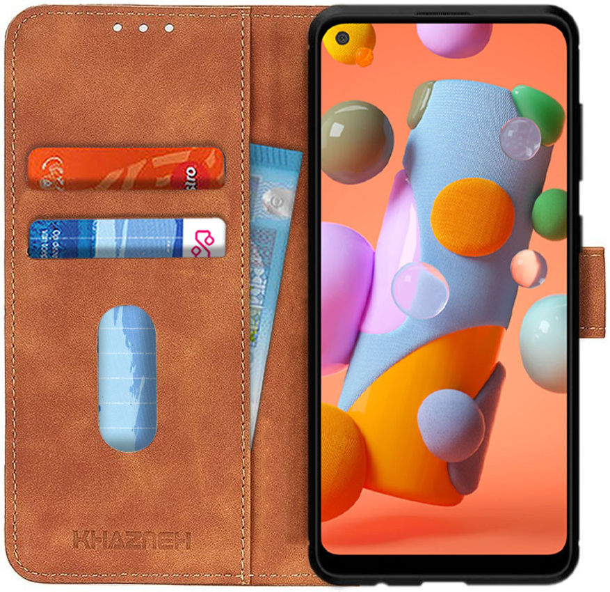 Samsung Galaxy A12 Vintage Book Case Hoesje Wallet Bruin afbeelding 1