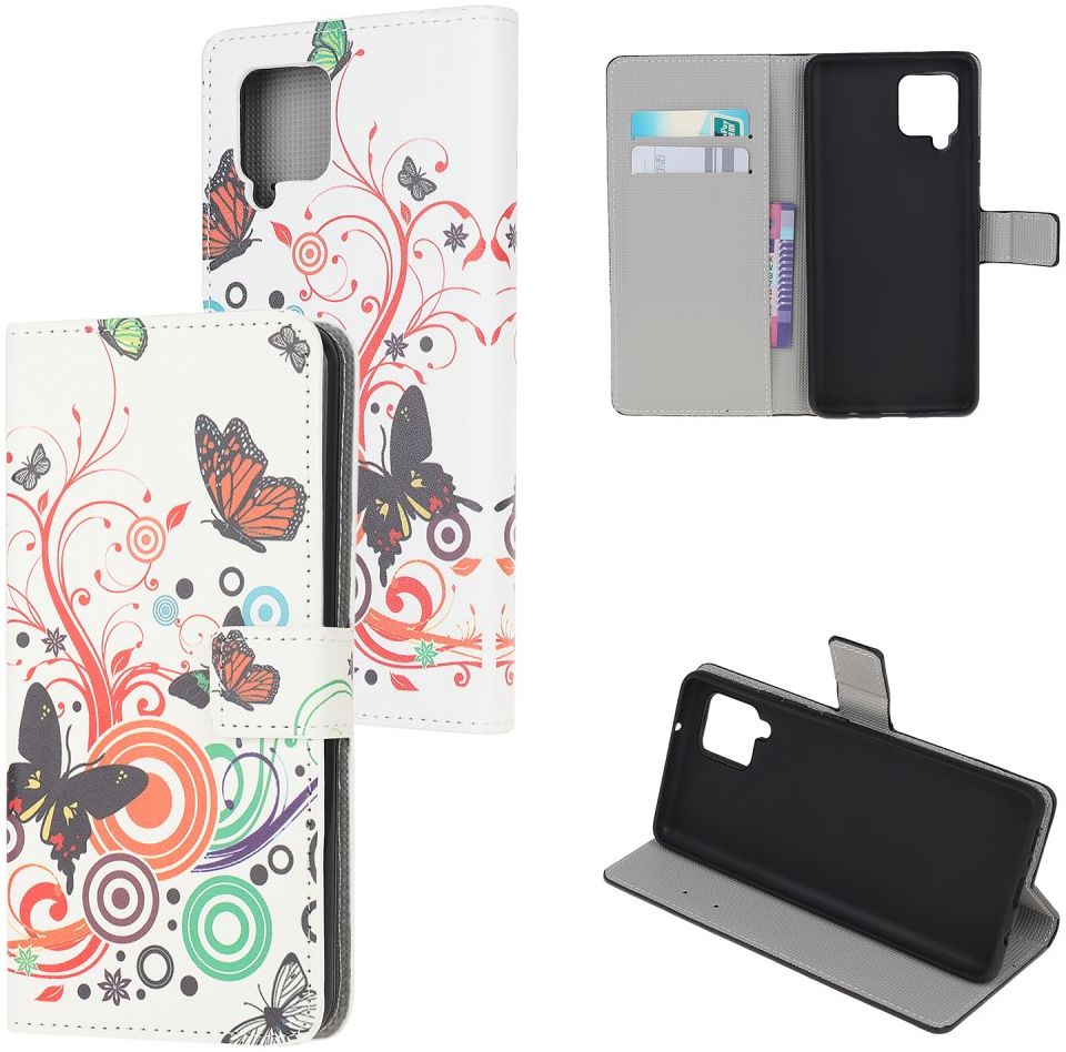 Samsung Galaxy A12 Portemonnee Hoesje Vlinder Print afbeelding 3