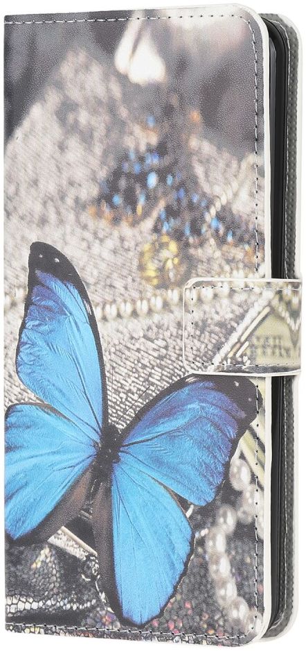 Samsung Galaxy A12 Portemonnee Hoesje Vlinder Blauw Print afbeelding 1