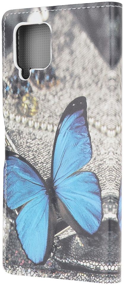 Samsung Galaxy A12 Portemonnee Hoesje Vlinder Blauw Print afbeelding 2