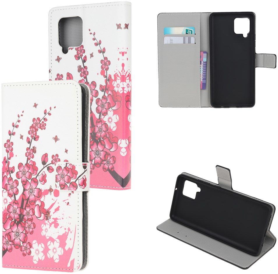 Samsung Galaxy A12 Portemonnee Hoesje Bloemen  Print afbeelding 3