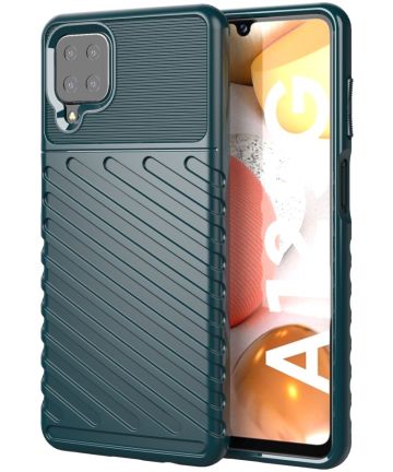 Samsung Galaxy M12 / A12 Twill Thunder Texture Back Cover Groen Hoesjes