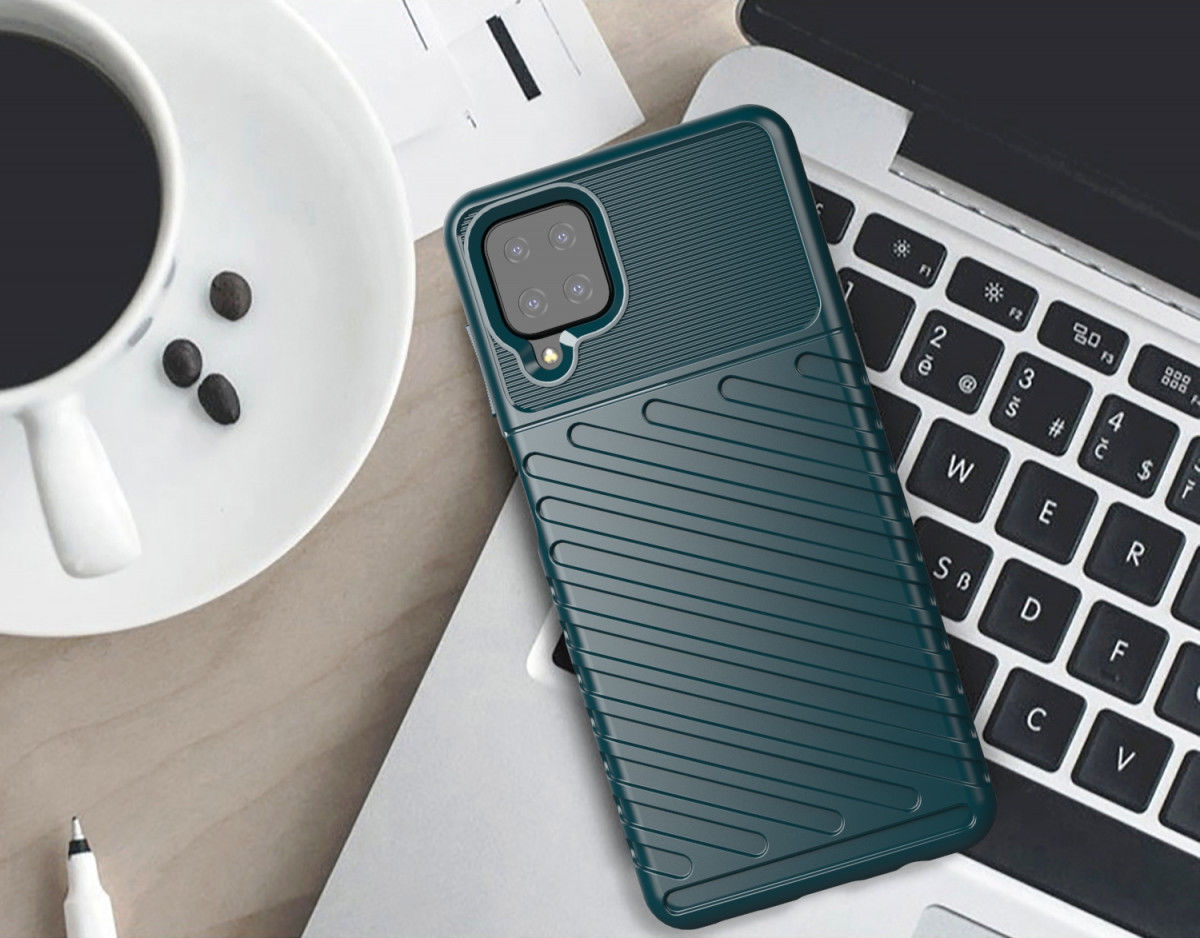 Samsung Galaxy M12 / A12 Twill Thunder Texture Back Cover Groen afbeelding 2