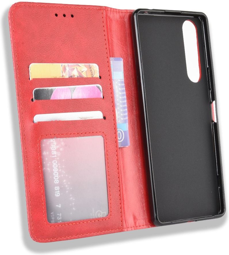 Sony Xperia 5 II Hoesje Retro Portemonnee Book Case Rood afbeelding 6
