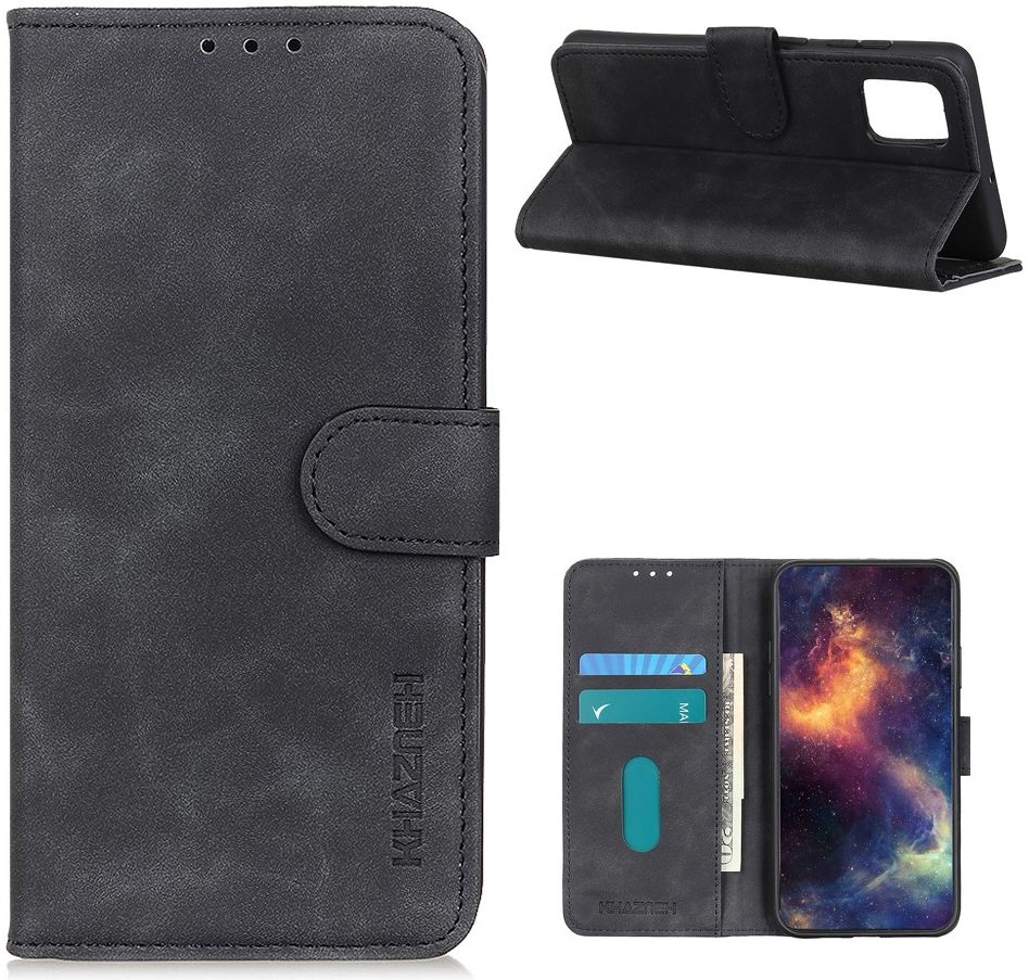 LG K42 Vintage Book Case Hoesje Wallet Zwart afbeelding 2