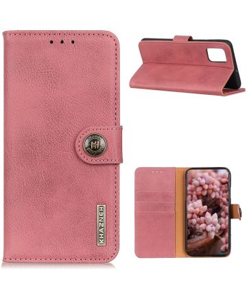 LG K42 Hoesje Retro Wallet Book Case Roze Hoesjes