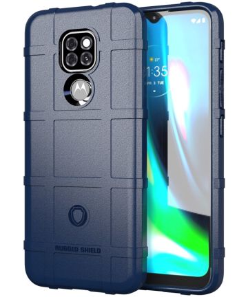 Motorola Moto G9 Play / E7 Plus Hoesje Shock Proof Rugged Shield Blauw Hoesjes