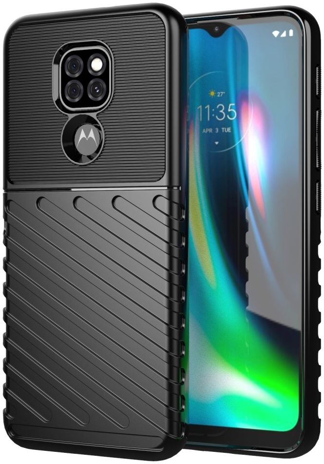 Motorola Moto G9 Play / E7 Plus Hoesje Twill Thunder Back Cover Zwart afbeelding 1