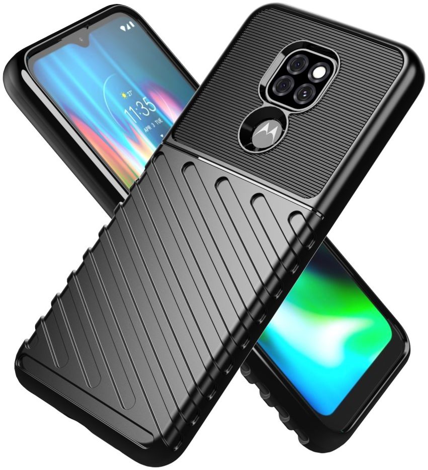 Motorola Moto G9 Play / E7 Plus Hoesje Twill Thunder Back Cover Zwart
