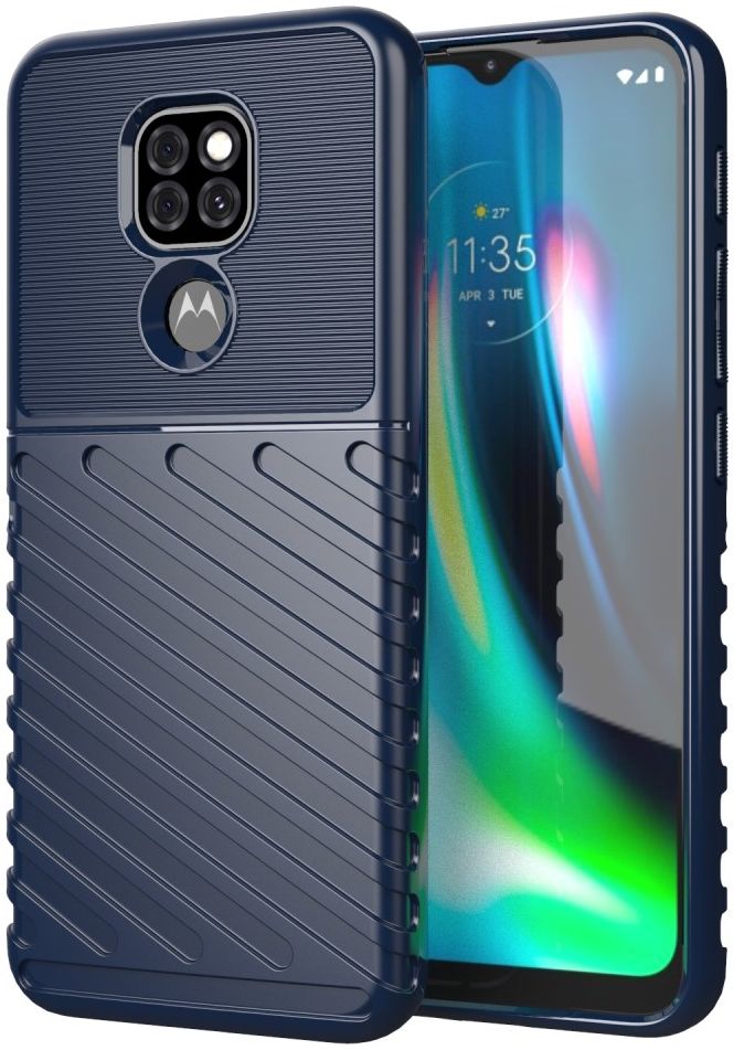 Motorola Moto G9 Play / E7 Plus Hoesje Twill Thunder Back Cover Blauw afbeelding 1