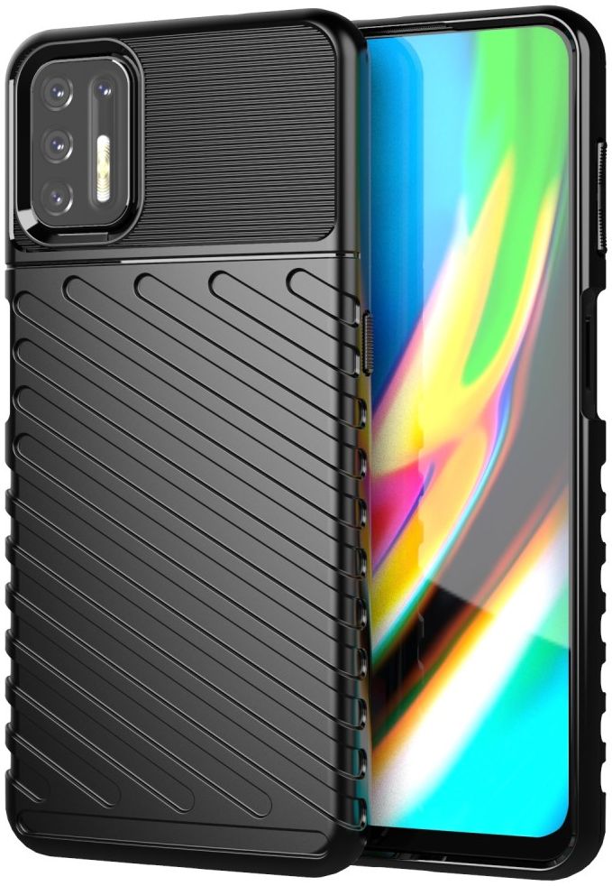 Motorola Moto G9 Plus Hoesje TPU Thunder Design Zwart afbeelding 1