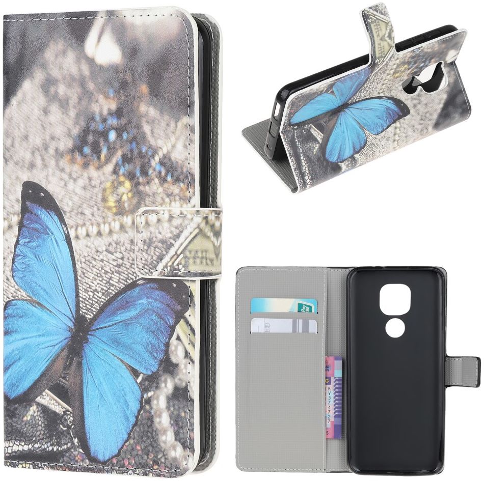 Motorola Moto G9 Play / Moto E7 Plus Hoesje met Blauwe Vlinder Print afbeelding 1