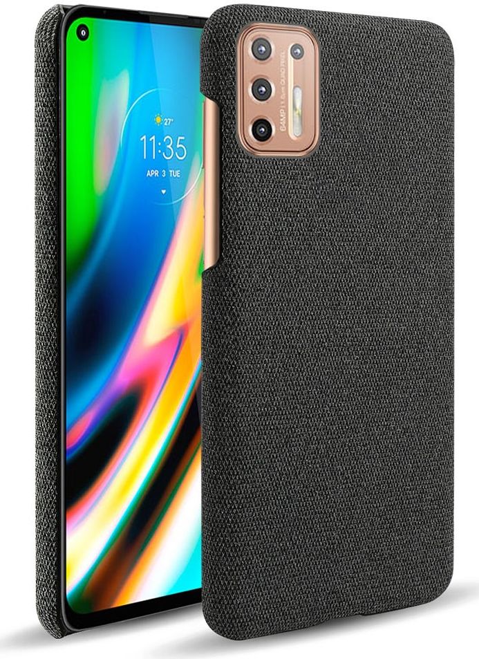 Motorola Moto G9 Plus Stof Hard Back Cover Zwart afbeelding 1