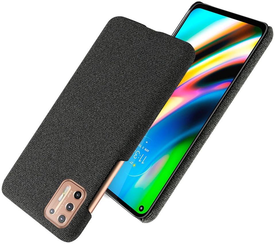 Motorola Moto G9 Plus Stof Hard Back Cover Zwart afbeelding 2