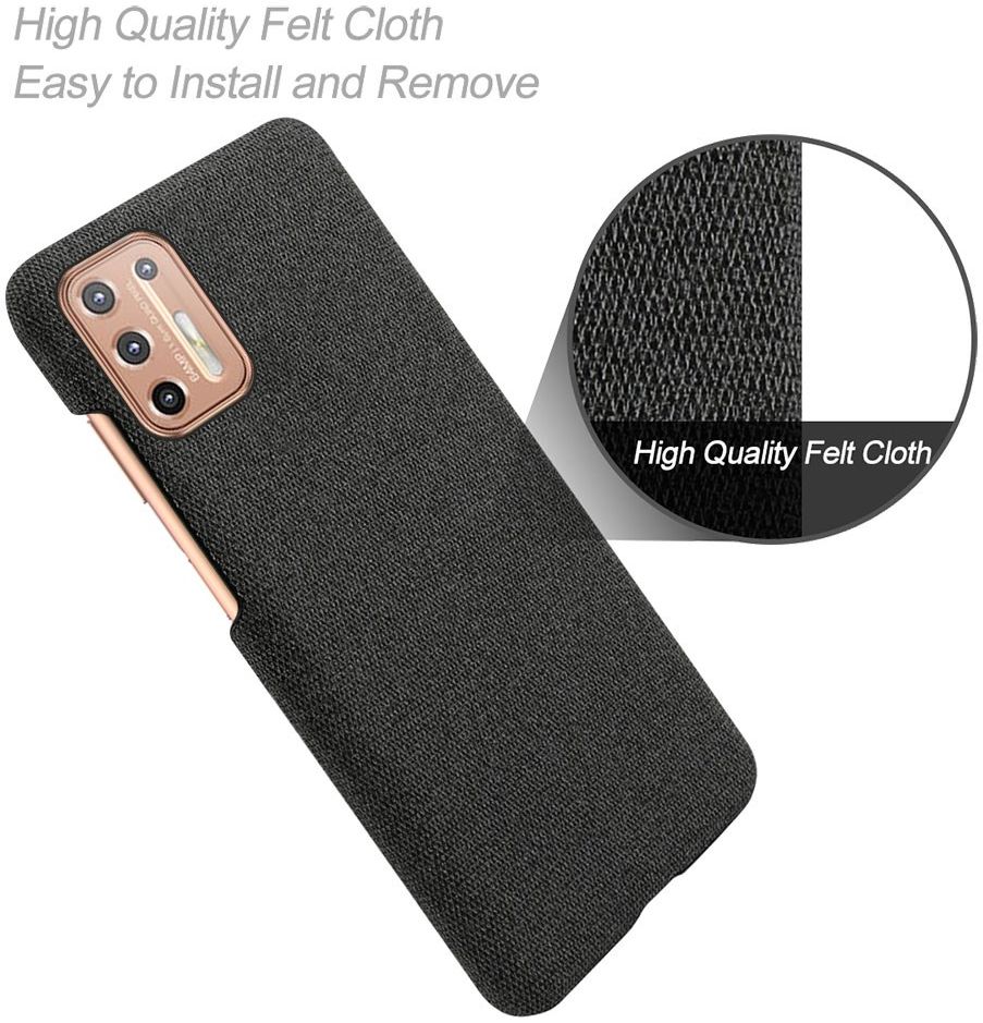 Motorola Moto G9 Plus Stof Hard Back Cover Zwart afbeelding 4