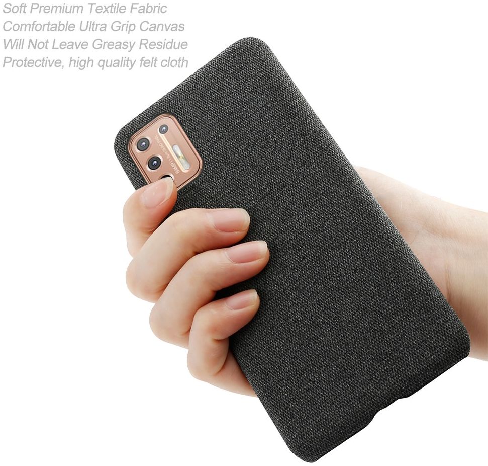 Motorola Moto G9 Plus Stof Hard Back Cover Zwart afbeelding 6