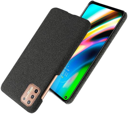 Motorola Moto G9 Plus Stof Hard Back Cover Zwart afbeelding 2