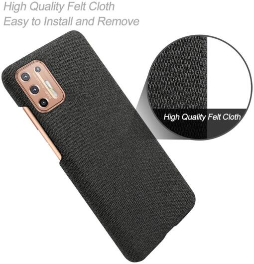 Motorola Moto G9 Plus Stof Hard Back Cover Zwart afbeelding 4