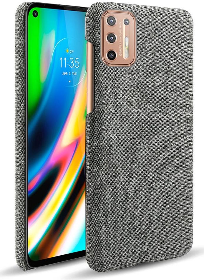 Motorola Moto G9 Plus Stof Hard Back Cover Donker Grijs afbeelding 1