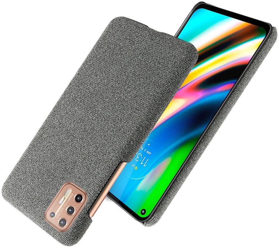 Motorola Moto G9 Plus Stof Hard Back Cover Donker Grijs afbeelding 2