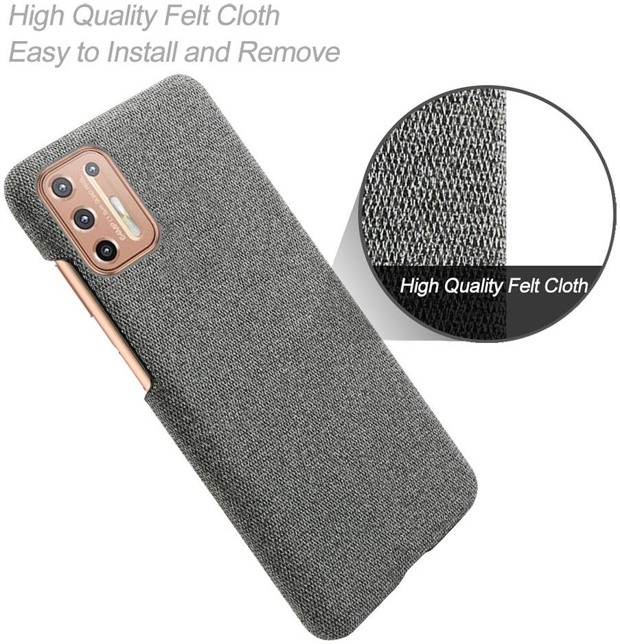 Motorola Moto G9 Plus Stof Hard Back Cover Donker Grijs afbeelding 4