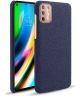 Motorola Moto G9 Plus Stof Hard Back Cover Blauw