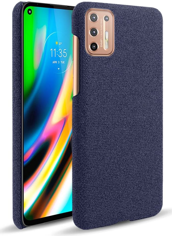 Motorola Moto G9 Plus Stof Hard Back Cover Blauw afbeelding 1