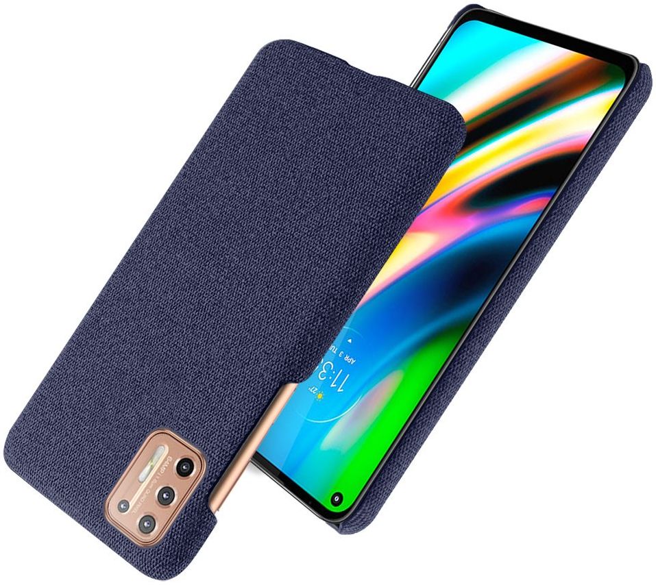 Motorola Moto G9 Plus Stof Hard Back Cover Blauw afbeelding 2
