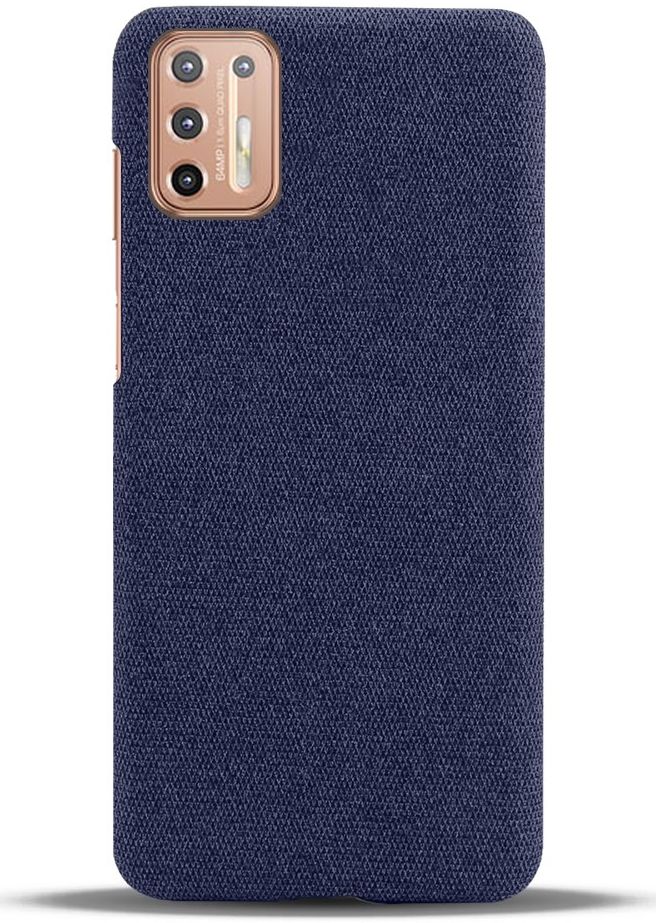 Motorola Moto G9 Plus Stof Hard Back Cover Blauw afbeelding 3