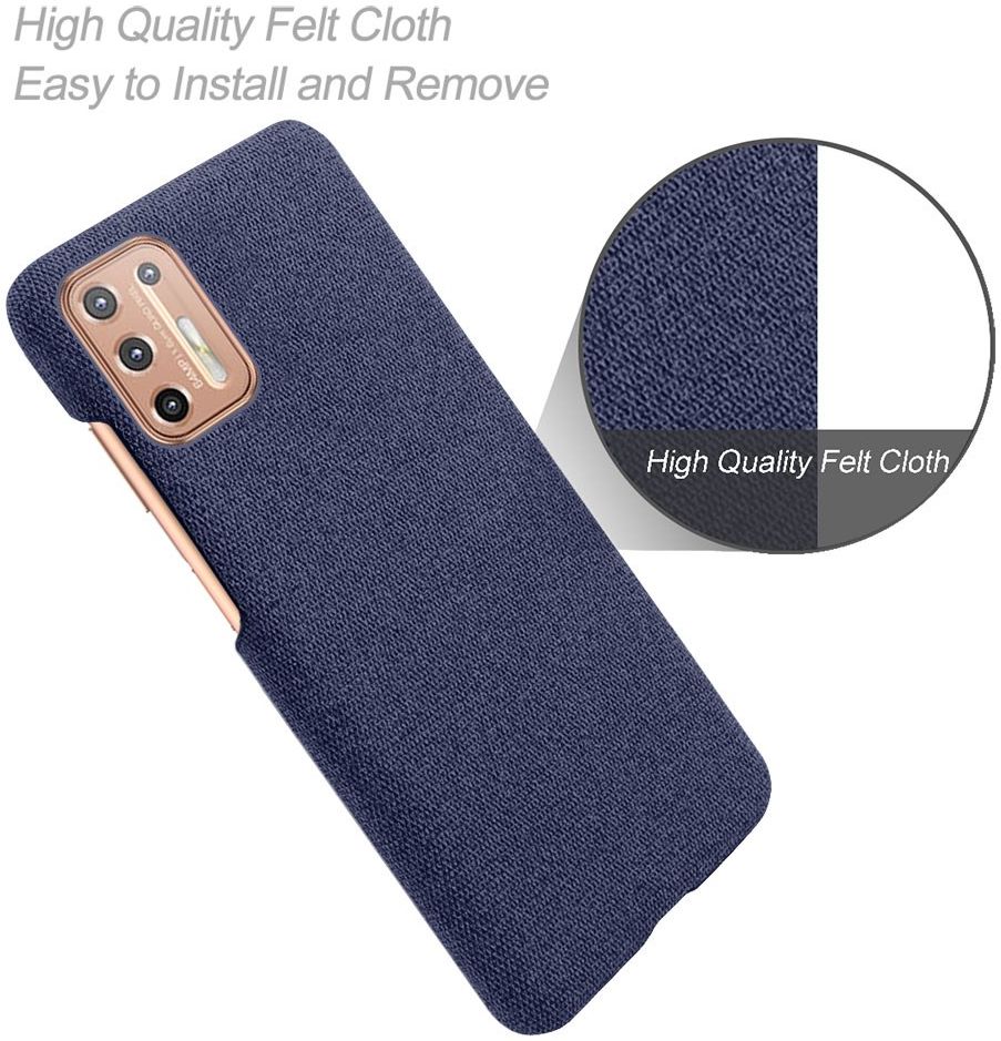 Motorola Moto G9 Plus Stof Hard Back Cover Blauw afbeelding 4