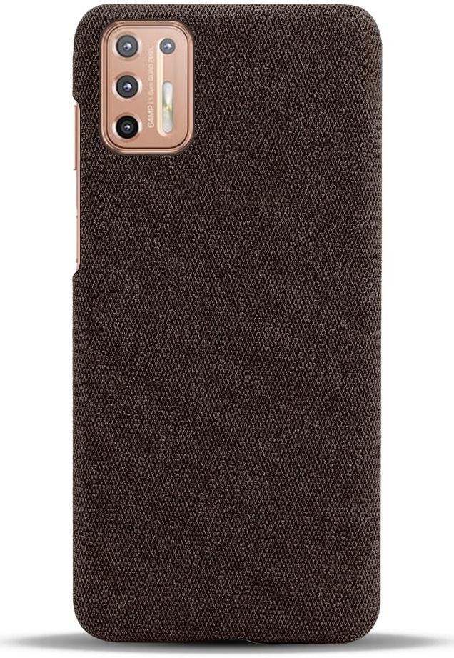 Motorola Moto G9 Plus Stof Hard Back Cover Coffee afbeelding 3
