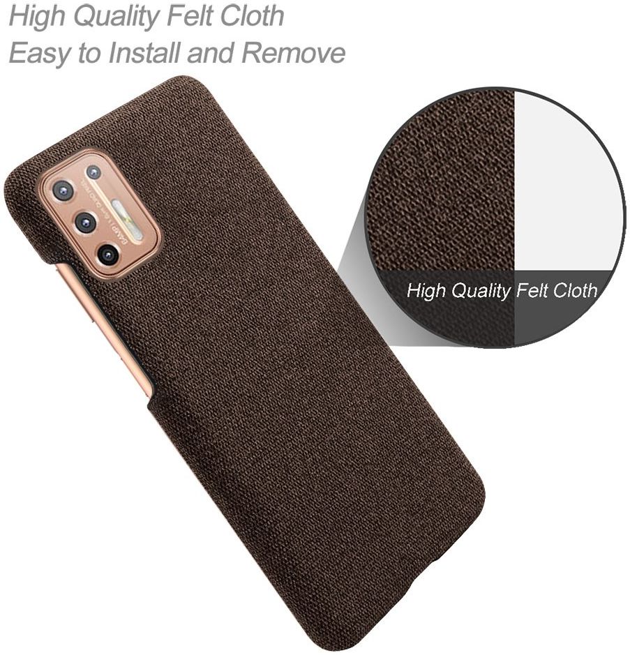 Motorola Moto G9 Plus Stof Hard Back Cover Coffee afbeelding 4
