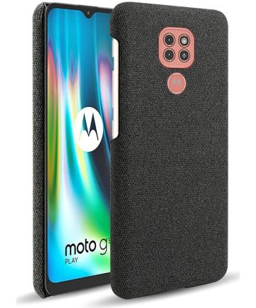 Motorola Moto G9 Play Stof Hard Back Cover Zwart Hoesjes