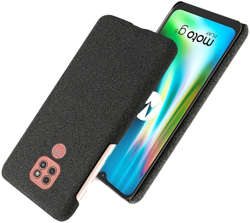 Motorola Moto G9 Play Stof Hard Back Cover Zwart afbeelding 2