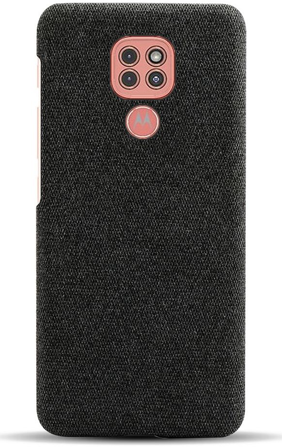 Motorola Moto G9 Play Stof Hard Back Cover Zwart afbeelding 3