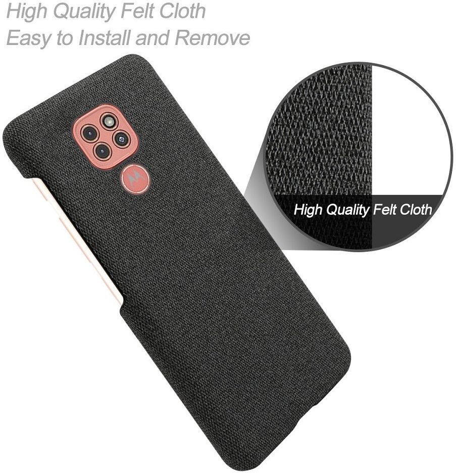 Motorola Moto G9 Play Stof Hard Back Cover Zwart afbeelding 4
