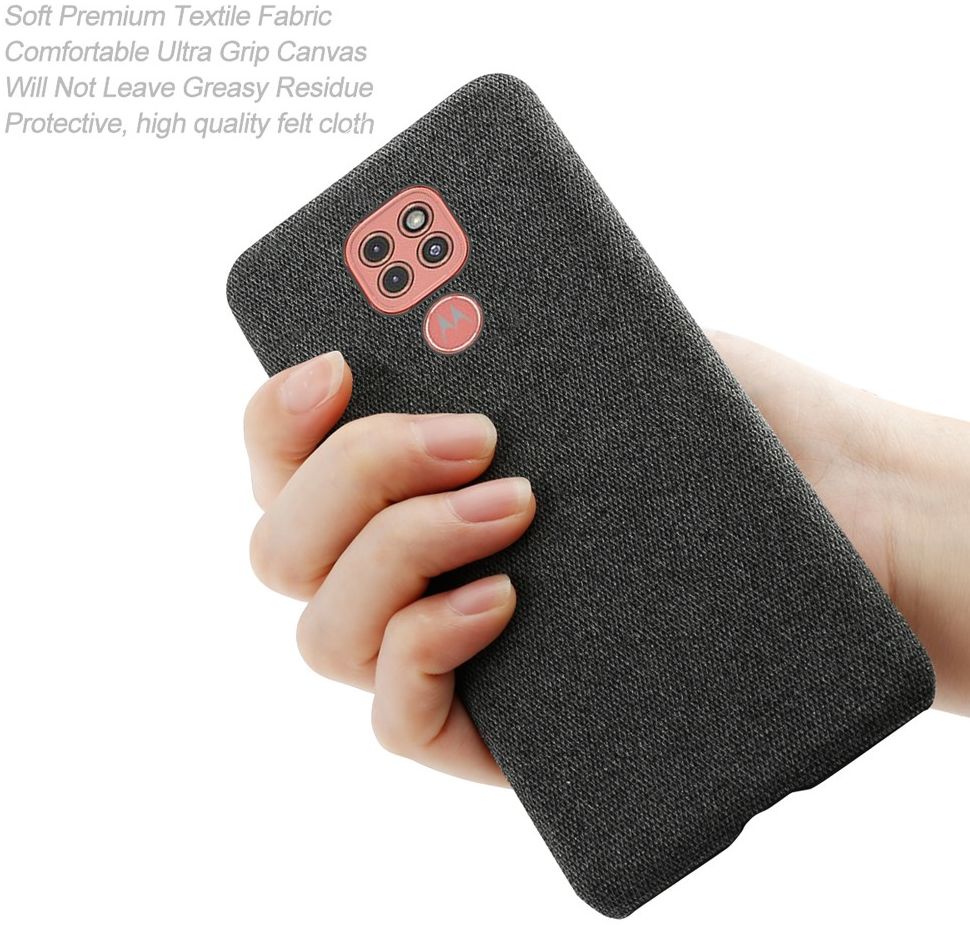 Motorola Moto G9 Play Stof Hard Back Cover Zwart afbeelding 6