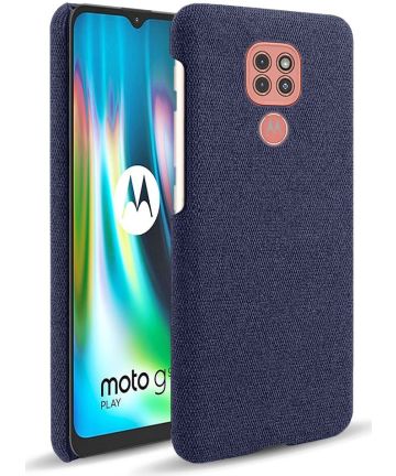 Motorola Moto G9 Play Stof Hard Back Cover Blauw Hoesjes