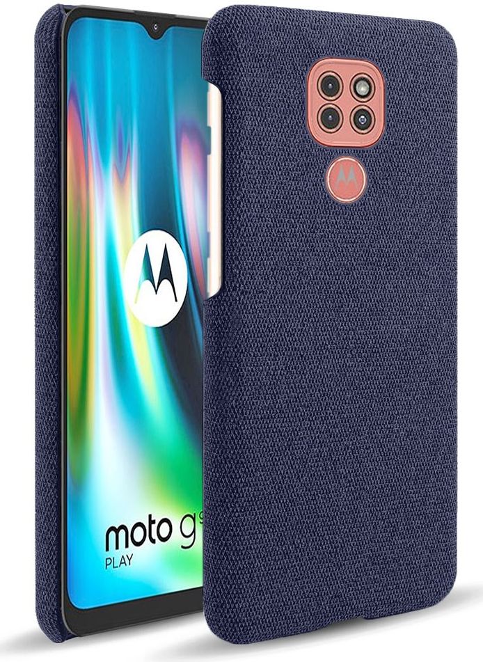 Motorola Moto G9 Play Stof Hard Back Cover Blauw afbeelding 1