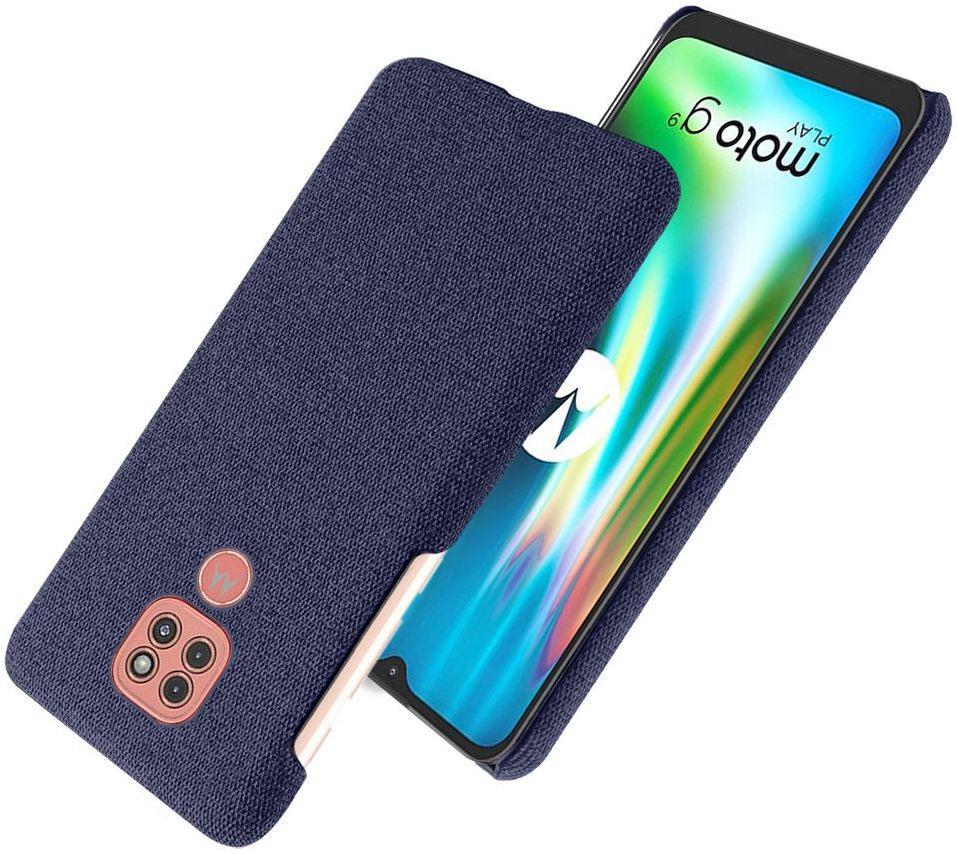 Motorola Moto G9 Play Stof Hard Back Cover Blauw afbeelding 2